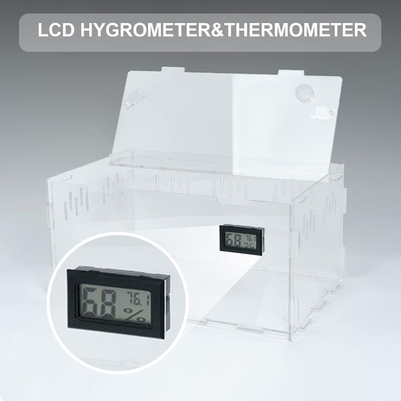 Photo 1 of BETAZOOER Reptile Terrarium Breeding Tank Acrylic Reptile Feeding Box with Temperature Hygrometer -ITEM IS NEW BUT MAY BE MISSING PARTS