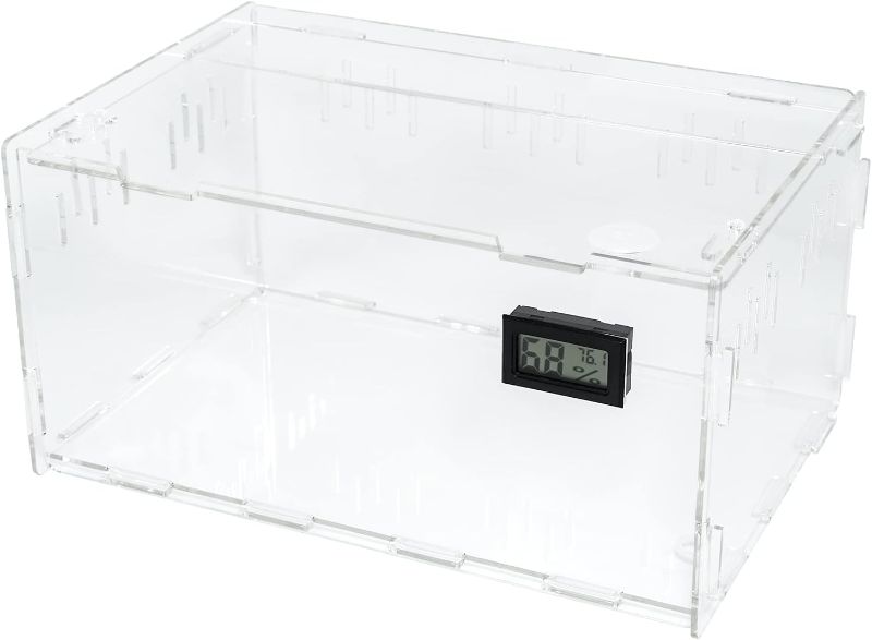 Photo 1 of BETAZOOER Reptile Terrarium Breeding Tank Acrylic Reptile Feeding Box with Temperature Hygrometer -ITEM IS NEW BUT MAY BE MISSING PARTS