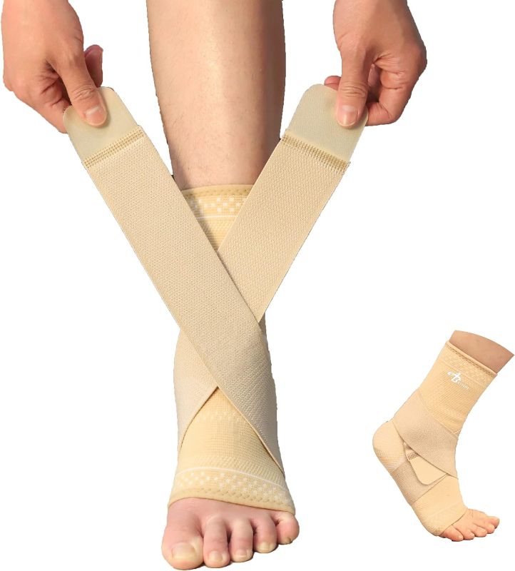 Photo 1 of ABIRAM-  Foot Sleeve (Pair) with Compression Wrap, Ankle Brace For Arch, Ankle Support, Football, Basketball, Volleyball, Running, For Sprained Foot, Tendonitis, Plantar Fasciitis
