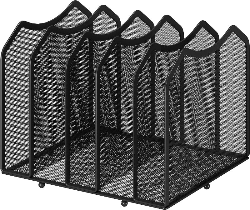 Photo 1 of Simple Trending Mesh Desktop File Sorter Organizer, 5-Section Bookshelf for Desk Home Office, Black
