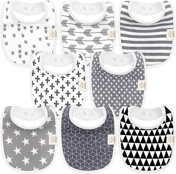 Photo 1 of 8-Pack Organic Baby Bibs for Girls & Boys - Teething Baby Bibs for Boy, Girl - Newborn Bibs for Baby Girl, Boy
