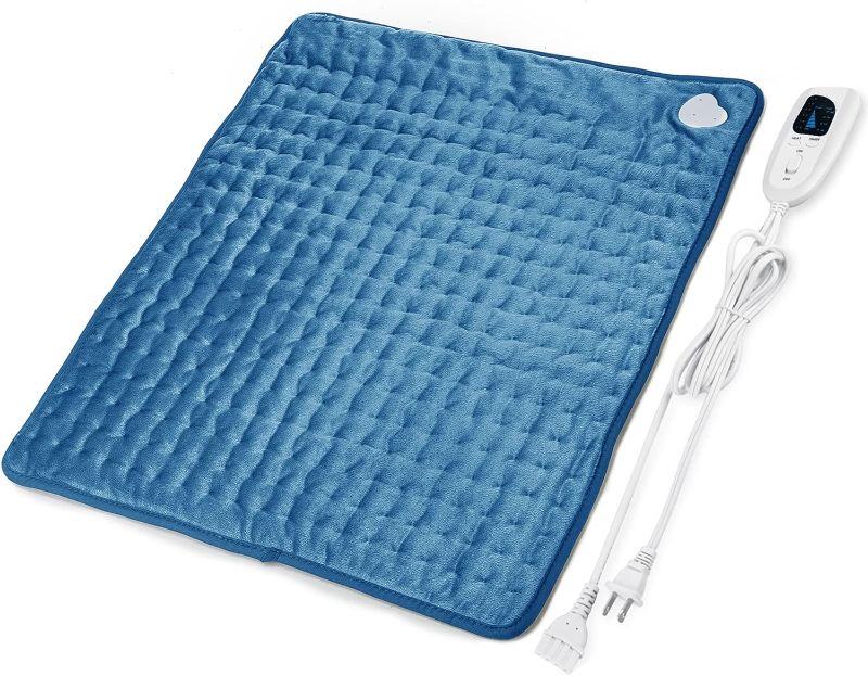 Photo 1 of Heating Pad - Electric Heating Pads - Hot Heated Pad for Back Pain Muscle Pain Relieve - Dry & Moist Heat Option - Auto Shut Off Function (Blue)
