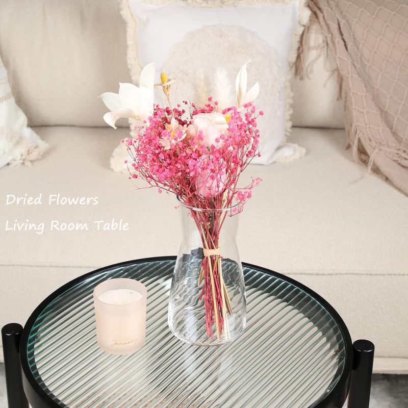 Photo 2 of 8 inch Clear Glass Flower Vases for Centerpiece Table Home Indoor Desk Decor,Ins Modern Boho Style Vase for Wedding Housewarming Gift
