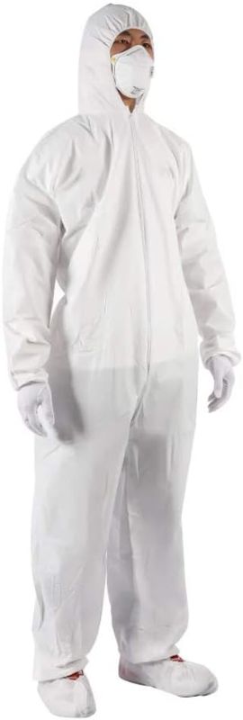 Photo 1 of Disposable Isolation Coveralls Size L, Protective Hazmat Suit 
