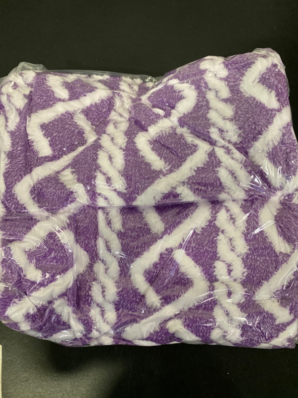 Photo 3 of COREYE Sherpa Fleece Throw Blanket Reversible Warm Plush Fuzzy Microfiber Bedding Blankets (50”×60”, Purple)
