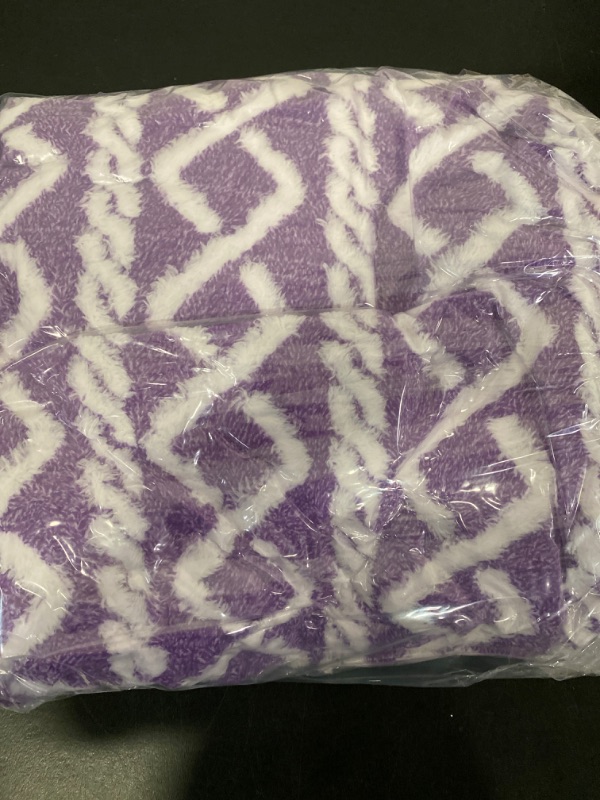 Photo 4 of COREYE Sherpa Fleece Throw Blanket Reversible Warm Plush Fuzzy Microfiber Bedding Blankets (50”×60”, Purple)

