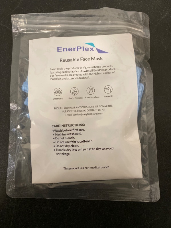 Photo 3 of EnerPlex Large Size Blue Face Mask (3-Pack) Premium Quality Safety Mask 3-Ply Breathable Washable Reusable
