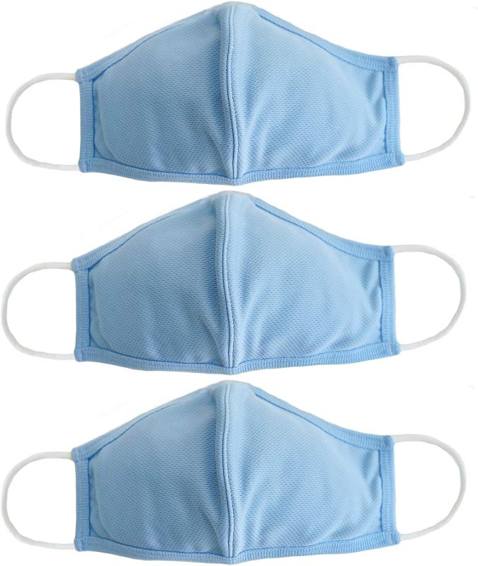 Photo 1 of EnerPlex Large Size Blue Face Mask (3-Pack) Premium Quality Safety Mask 3-Ply Breathable Washable Reusable
