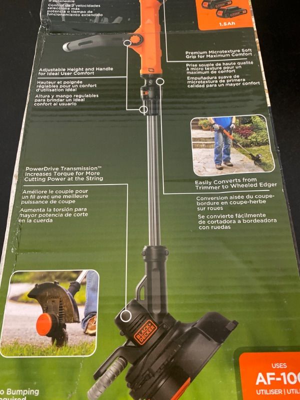 Photo 8 of BLACK+DECKER 20V MAX String Trimmer, 2-Speed, 12-Inch, Cordless (LST522)
