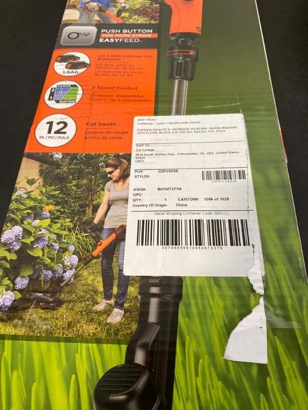 Photo 5 of BLACK+DECKER 20V MAX String Trimmer, 2-Speed, 12-Inch, Cordless (LST522)
