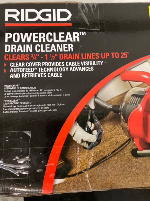 Photo 4 of RIDGID - PowerClear Drain Cleaner - Clears 3/4" - 1 1/2" Drain Lines up to 25 FT