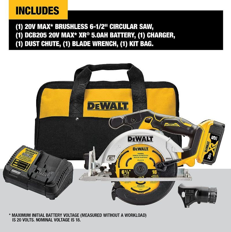 Photo 2 of DEWALT 20V MAX* Circular Saw, 6-1/2-Inch, Cordless Kit (DCS565P1)- 
