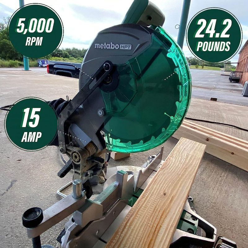 Photo 2 of Metabo HPT 10-Inch Sliding Compound Miter Saw, Double-Bevel, Electronic Speed Control, 15 Amp Motor, Electric Brake, (C10FSBS)
