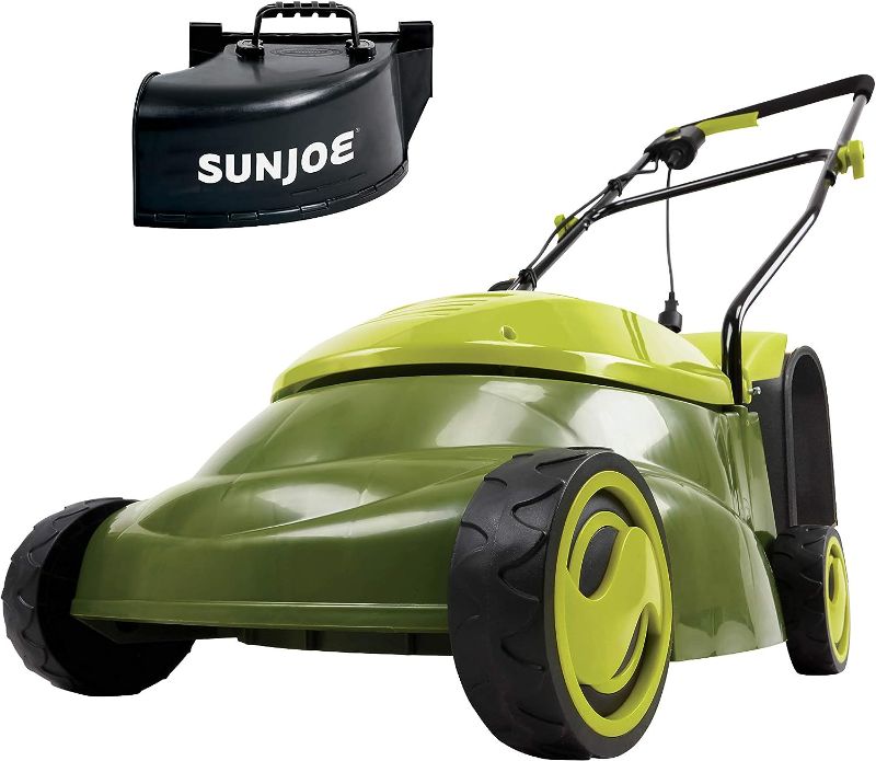 Photo 1 of Sun Joe MJ401E-PRO Electric Lawn Mower w/Collapsible Handle, 3-Position Height Control, 10.6-Gallon Bag and Side Discharge Chute, 14"/13 Amp, Green
