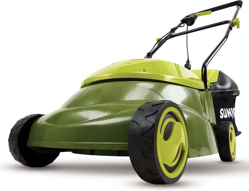 Photo 2 of Sun Joe MJ401E-PRO Electric Lawn Mower w/Collapsible Handle, 3-Position Height Control, 10.6-Gallon Bag and Side Discharge Chute, 14"/13 Amp, Green

