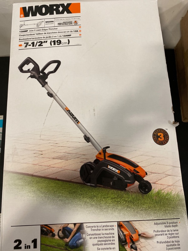 Photo 5 of Worx Edger Lawn Tool, Electric Lawn Edger 12 Amp 7.5", Grass Edger & Trencher WG896
