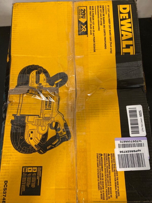 Photo 1 of DEWALT 20V MAX Band Saw, 5" Cutting Capacity, Integrated Hang Hooks, Portable, For Deep Cuts, Bare Tool Only (DCS374B)
