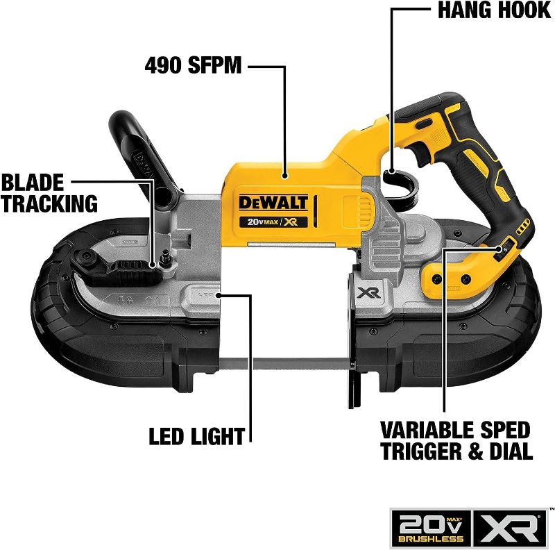 Photo 3 of DEWALT 20V MAX Band Saw, 5" Cutting Capacity, Integrated Hang Hooks, Portable, For Deep Cuts, Bare Tool Only (DCS374B)
