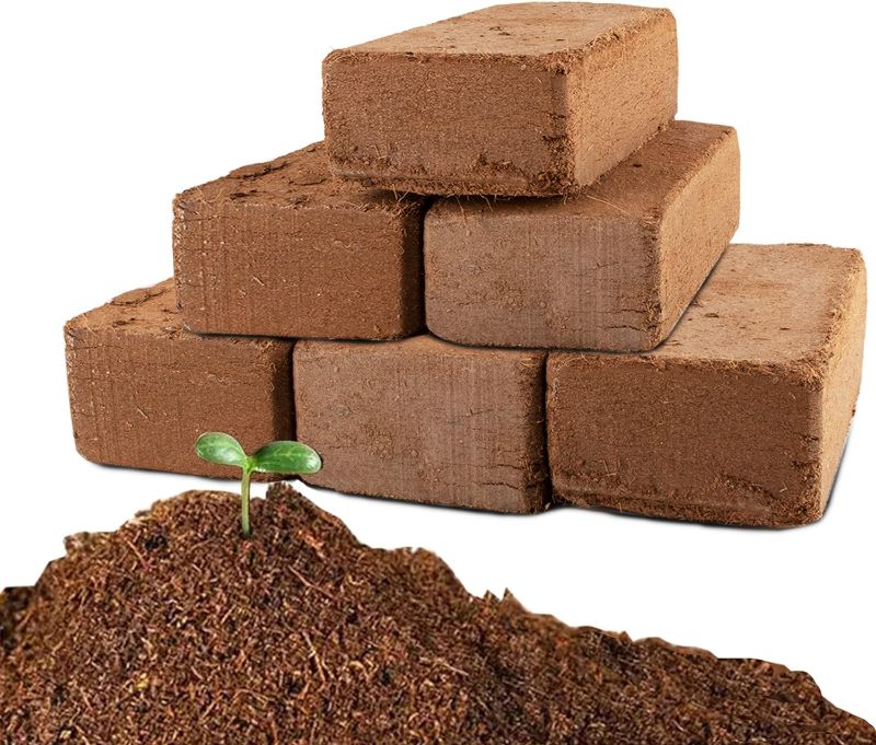 Photo 1 of Anothera 13.8 Gallons Coco Coir Brick for Plants- 6 Pack Premium 100% Organic Peat Moss Mix with Low EC & pH Balance, Fiber Coconut Husk for Planting, Gardening, Potting Soil Substrate(8.4 Pounds)
