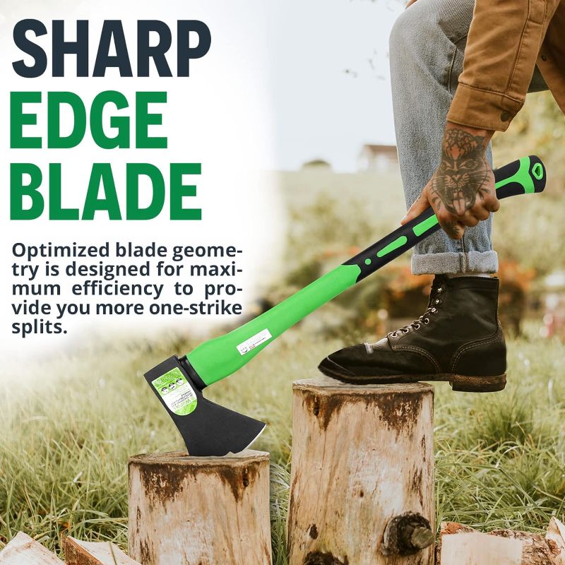 Photo 1 of WilFiks Chopping Axe, 26” Camping Outdoor Hatchet for Wood Splitting and Kindling, Forged Carbon Steel Heat Treated Hand Maul Tool, Fiberglass Shock Reduction Handle with Anti-Slip Grip
