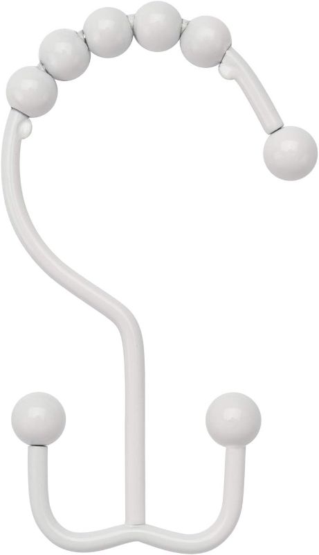 Photo 1 of Amazer Shower Curtain Hooks Rings, White Shower Curtain Hooks, 8 Pcs Stainless Steel Shower Curtain Hooks Shower Hooks for Shower Curtain, Double Shower Curtain Hooks for Rods Bathroom
