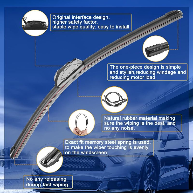 Photo 3 of RAINTOK Windshield Wiper Blade Set Replacement for Front & Rear Windshield Wiper Blade - Fits AB216E
