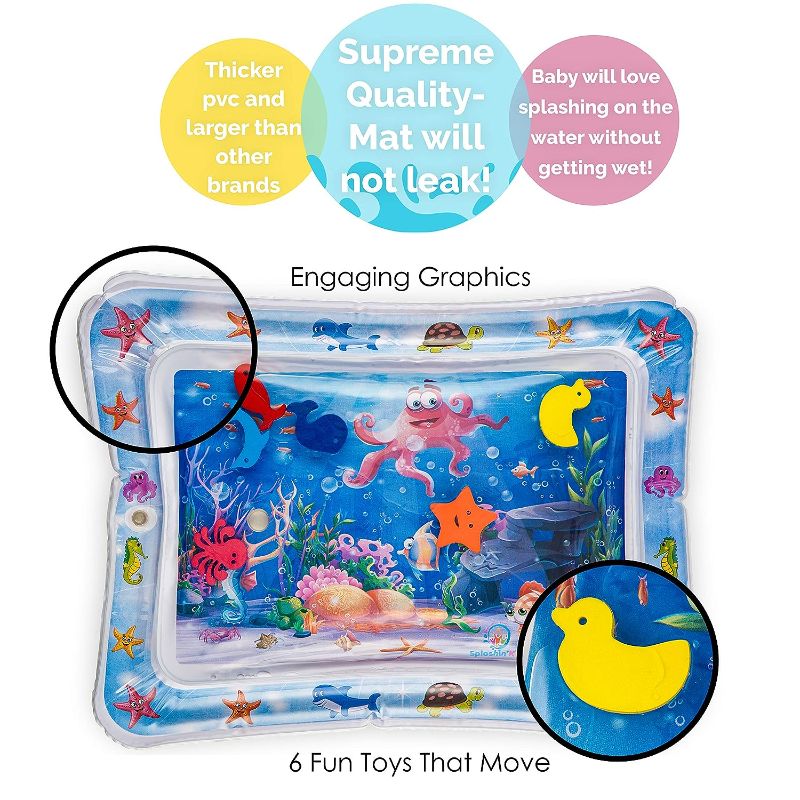 Photo 2 of Splashin'kids Inflatable Tummy time Premium Water mat Infants and Toddlers is The Perfect Fun time Play Activity Center Your Baby's Stimulation Growth
