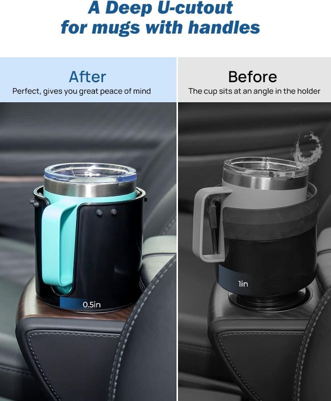 Photo 2 of JOYTUTUS Upgraded Car Cup Holder Expander with Offset Base, Compatible YETI, Hydro Flask, Large for Hold 18-40 oz Bottles and Mugs, Other in 3.4-3.8 inch
