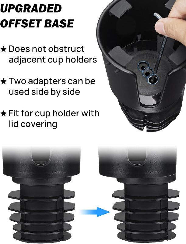 Photo 3 of JOYTUTUS Upgraded Car Cup Holder Expander with Offset Base, Compatible YETI, Hydro Flask, Large for Hold 18-40 oz Bottles and Mugs, Other in 3.4-3.8 inch
