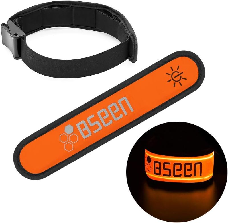 Photo 3 of BSEEN LED Armband, 2 Pack High Visibility Light Up Sports Wristbands, Adjustable Glowing Bracelets for Runners, Joggers, Pet Owners, Cyclists
