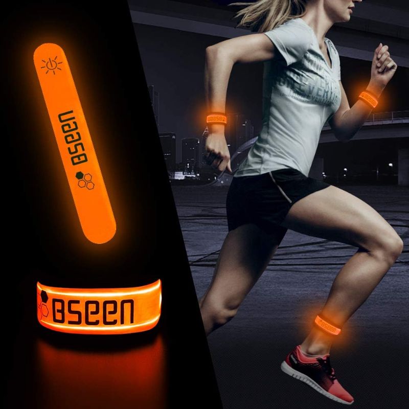 Photo 1 of BSEEN LED Armband, 2 Pack High Visibility Light Up Sports Wristbands, Adjustable Glowing Bracelets for Runners, Joggers, Pet Owners, Cyclists
