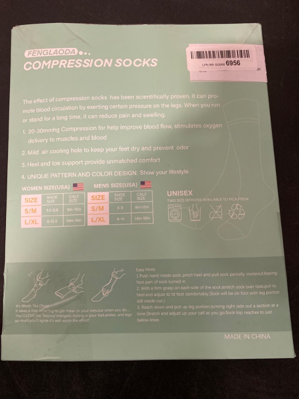Photo 3 of FENGLAODA - Compression Socks for Women Circulation 20-30mmHg Crazy, Cute, Socks Support for Nurse, Pregnant, Running, Medical
