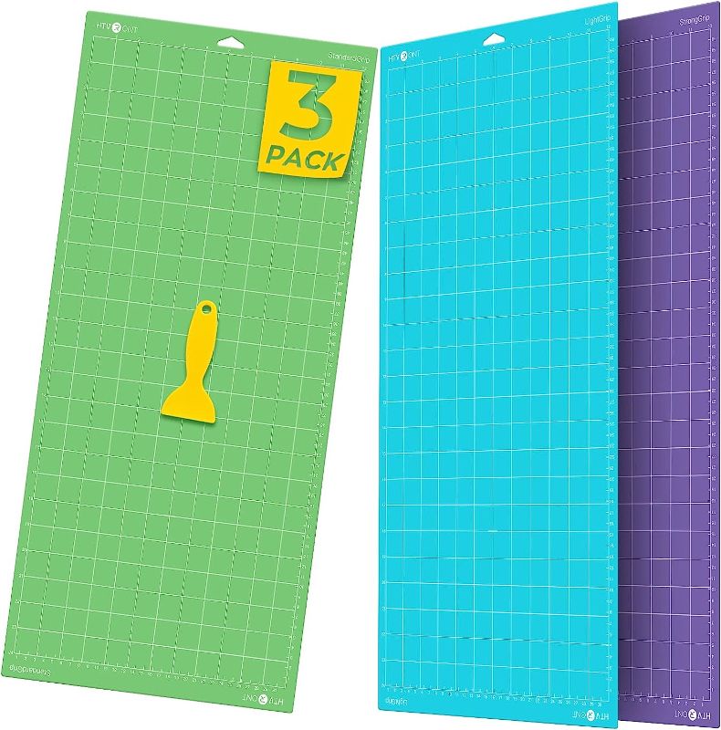Photo 1 of HTVRONT Cutting Mat for Cricut, 3 Pack Cutting Mat 12x24(StandardGrip, LightGrip, StrongGrip) for Cricut Explore Air 2/Air/One/Maker, Variety Adhesive Sticky Cutting Mats Accessories for Cricut
