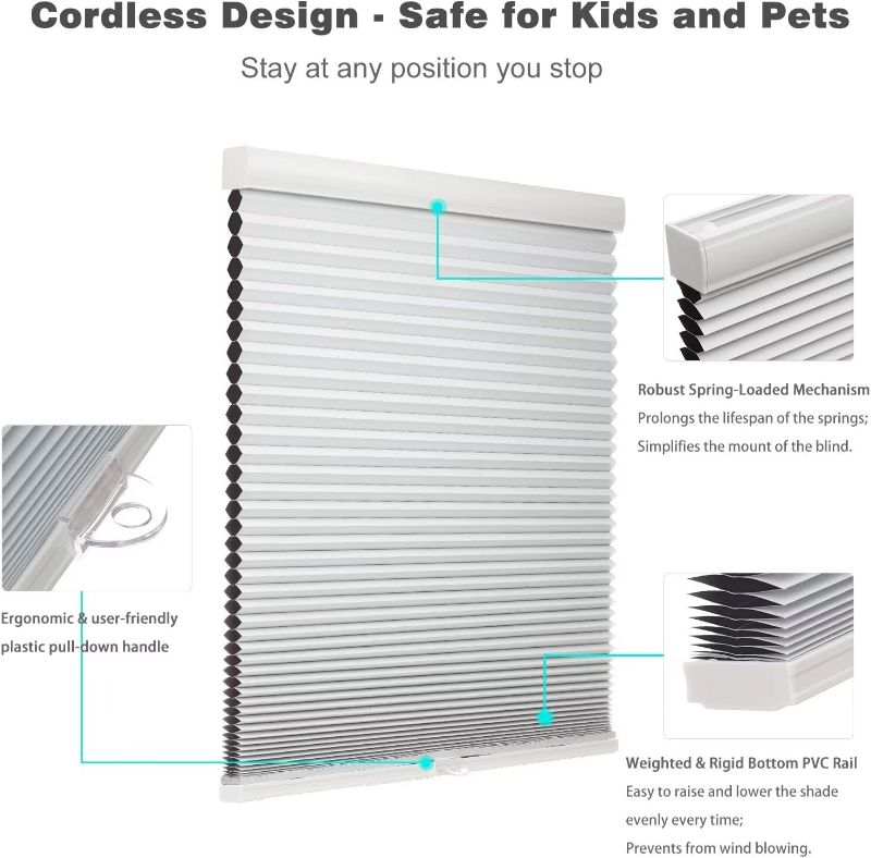 Photo 2 of MYshade Cordless Cellular Windows Shades Blackout Polyester Blinds for Windows Easy to Install 
