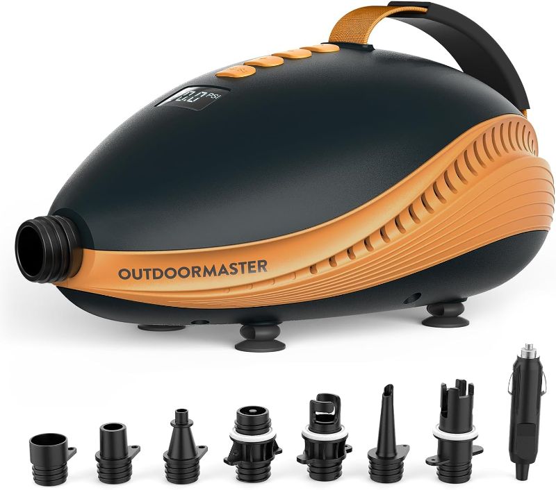 Photo 1 of OutdoorMaster 20PSI High Pressure Paddle Board Pump Electric Dolphin II -Quick Portable SUP Air Pump,Auto-Off &12V DC Car Connector for Inflatable Stand up Boards,Boats,Inflators - MISSING SOME TIPS