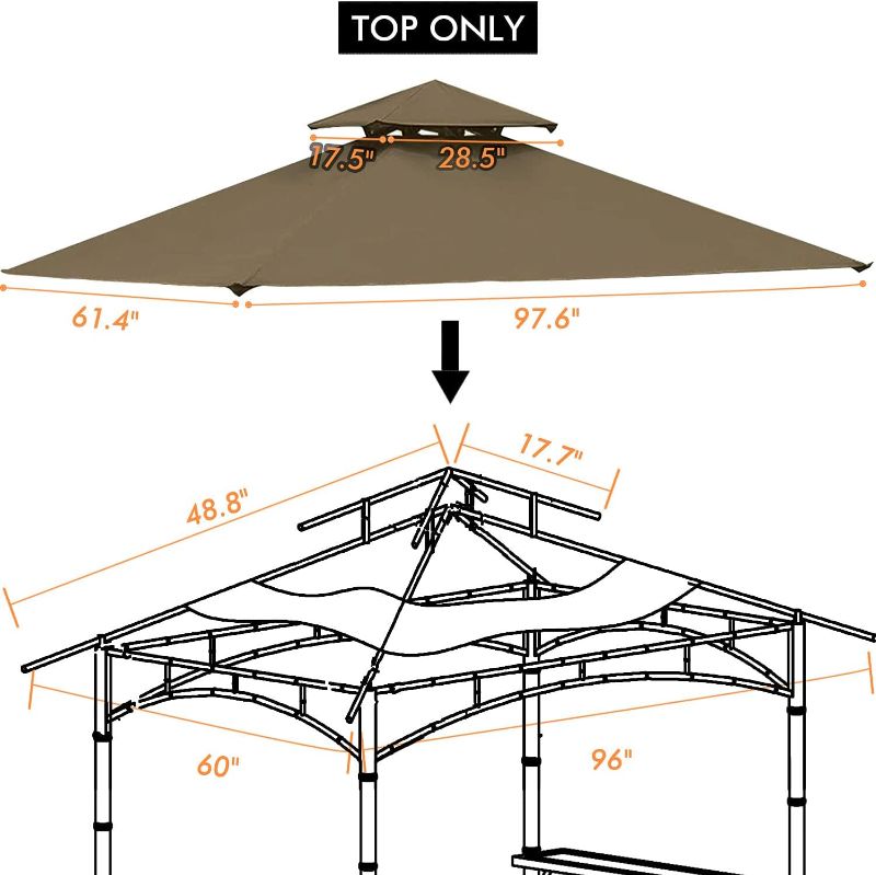Photo 3 of Ontheway 5 ft x 8 ft TOP Only Grill BBQ Gazebo Roof Top Double Tiered Replacement Canopy Roof Outdoor Gazebo Tent Roof Top - TOP ONLY ( CANOPY REPLACEMENT ONLY )