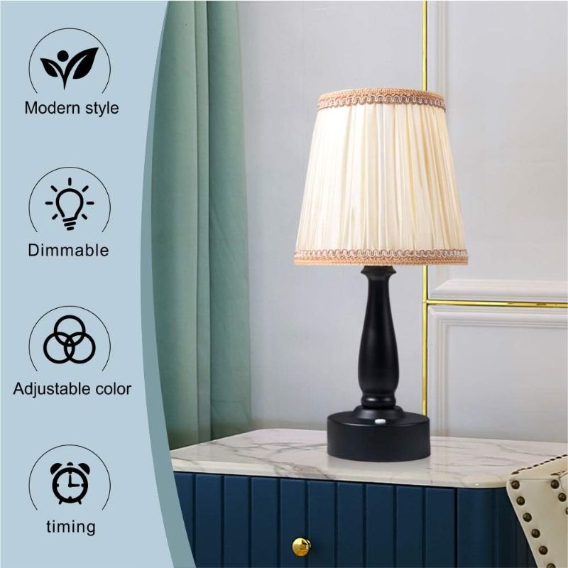 Photo 2 of ZEEFO LED Night Light, Battery-Powered Portable Night Lamp, Eye Protection Warm White Remote Control Night Light, Dimmable Classic Bedside Table Lamps Ideal for Bedroom,Study, Kids Room (Set of 2)
