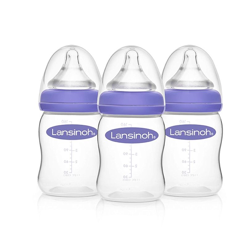 Photo 1 of Lansinoh Baby Bottles for Breastfeeding Babies, 5 Ounces, 3 Count, Includes 3 Slow Flow Nipples (Size 2S)
