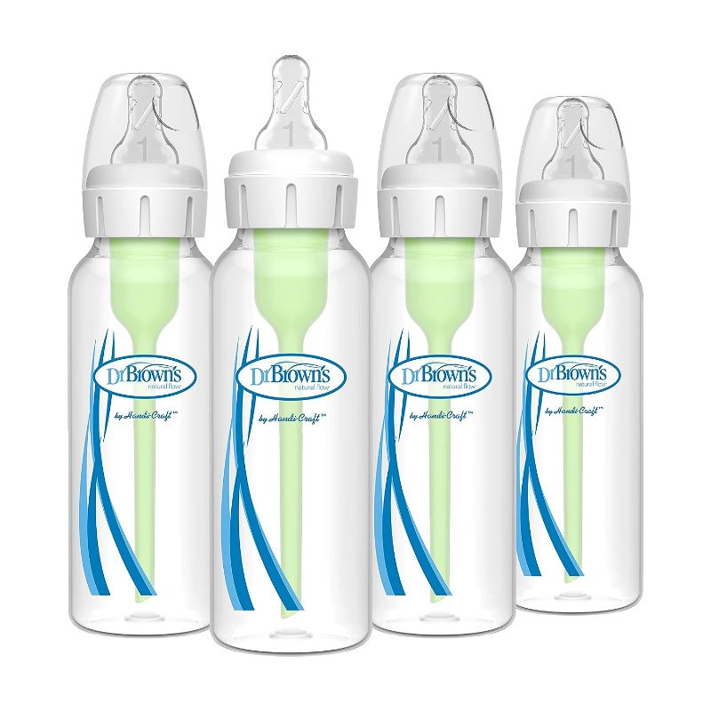 Photo 1 of Dr. Brown's Natural Flow® Anti-Colic Options+™ Narrow Baby Bottles 8 oz/250 mL, with Level 1 Slow Flow Nipple, 4 Pack, 0m+
