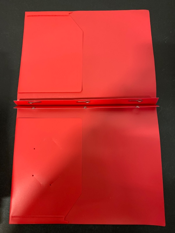 Photo 2 of Dunwell Plastic Folders with Pockets - (Red, 2 PC Pack), 2 Pocket Poly Folders for School, Home or Office, Durable Heavy Duty File Folders, Includes Removable Adhesive Labels
