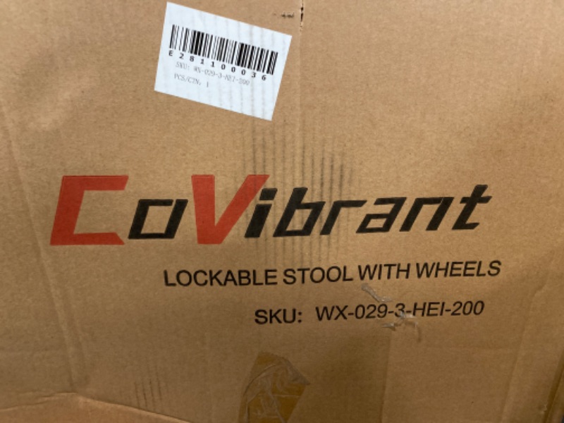 Photo 4 of CoVibrant Lockable Cushioned Shop Stool with Ergonomic Backrest Wheels Adjustable Heavy Duty Swivel Stool for Garage Workbench
