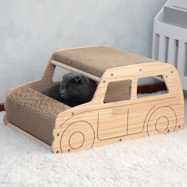 Photo 1 of Coziwow Car Shape Cat Scratcher Cardboard Corrugated Cat Scratcher Pad Bed
