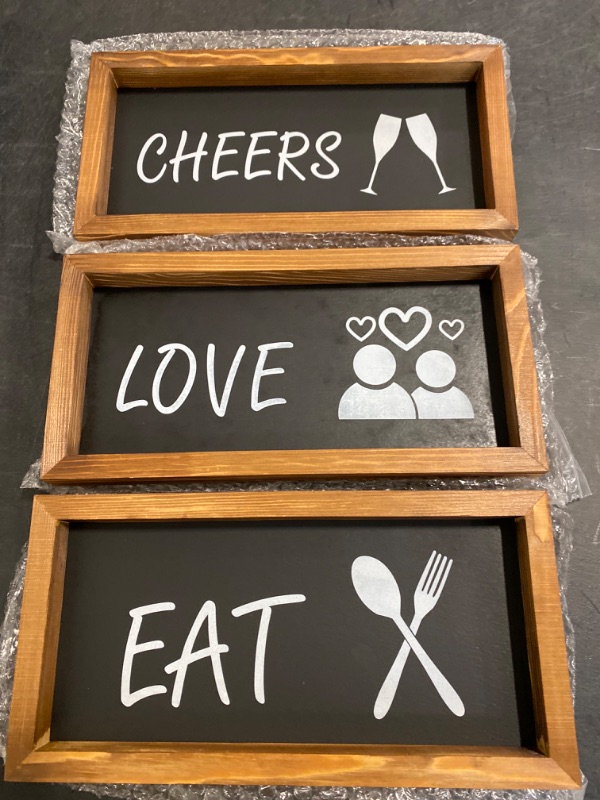 Photo 1 of Cheers , Love , Eat Wood Frame Set of 3 Home Decor Frames 