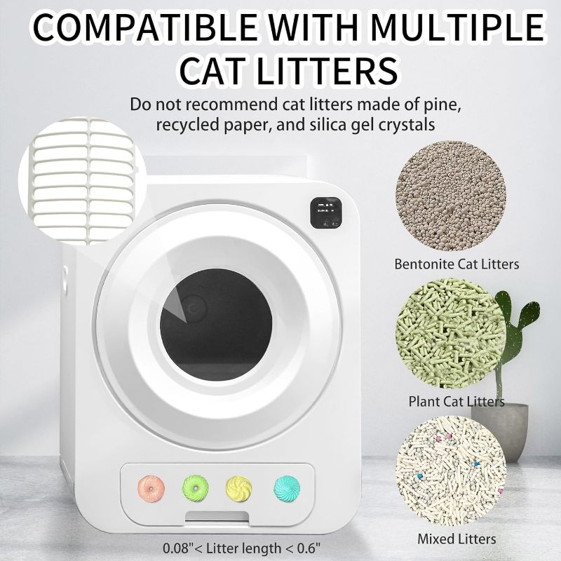 Photo 2 of Bebeblue Self Cleaning Cat Litter Box, Automatic Cat Litter Box, No Scooping Odor Removal Health Monitoring Quiet Extra Large Space for Cats Free Cat Bed
