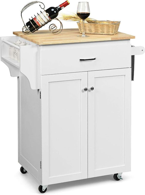 Photo 1 of Mainstays Kitchen Island Cart with Drawer and Storage Shelves, White
