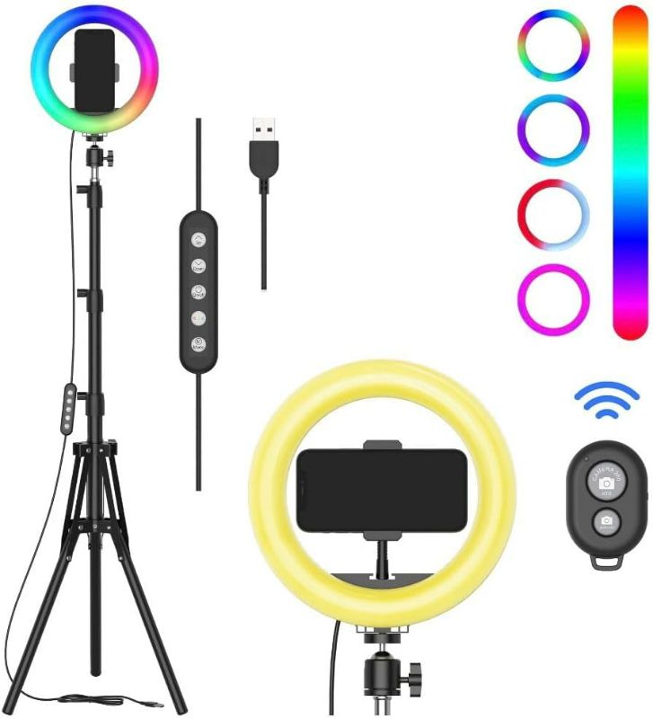 Photo 1 of 10" PEHESHE - Selfie Ring Light, LED Ringlight 3200-6500K with Tripod Stand & Cell Phone Holder for Live Stream/Make Up/YouTube/TikTok/Photography/Video Recording Compatible with iPhone & Android Phone
