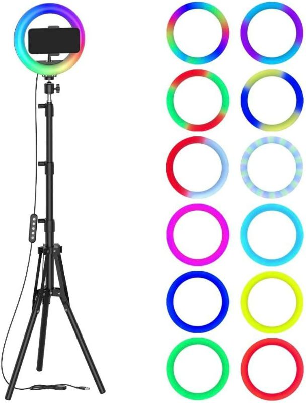 Photo 3 of 10" PEHESHE - Selfie Ring Light, LED Ringlight 3200-6500K with Tripod Stand & Cell Phone Holder for Live Stream/Make Up/YouTube/TikTok/Photography/Video Recording Compatible with iPhone & Android Phone
