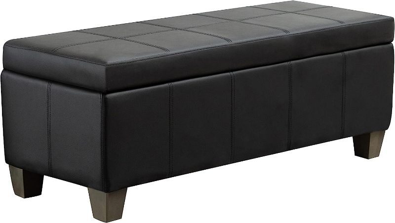 Photo 1 of UDAX Black Faux Leather Ottoman with Storage, Rectangular Extra Long Storage Bench for Bedroom and Living Room
