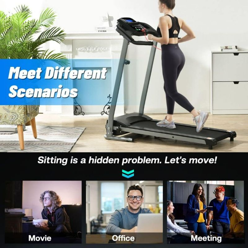 Photo 1 of Home Foldable Treadmill with Incline, Folding Treadmill for Home Workout, Electric Walking Treadmill Machine 15 Preset or Adjustable Programs 250 LB Capacity MP3 Black
