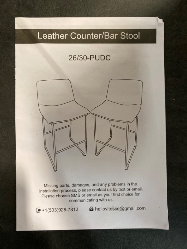 Photo 5 of Aowos Bar Stools Set of 2, Modern Counter Height Bar Stools with Back, 26 inch PU Leather Bar Stools with Metal Legs and Footrest, Urban Armless Dining Chairs for Kitchens Island Brown
